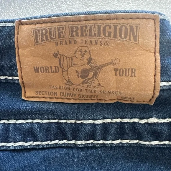 True Religion Women's Blue Denim Curvy Skinny Stretchy Jeans Size 27 - Picture 4 of 12